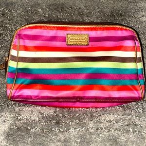 Coach Legacy multicolor striped make up bag